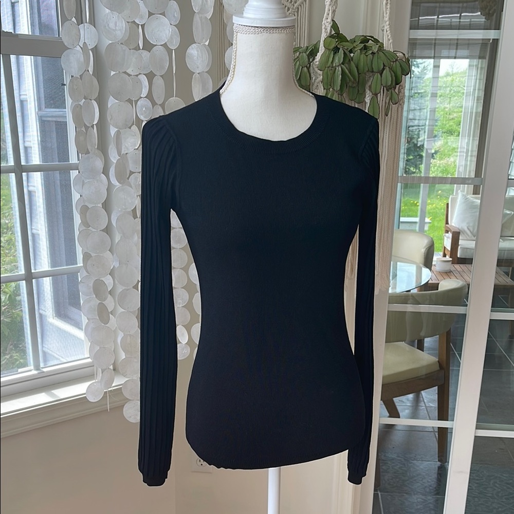 Marled Elegant Black Women's Ballon Sleeve Sweater size s